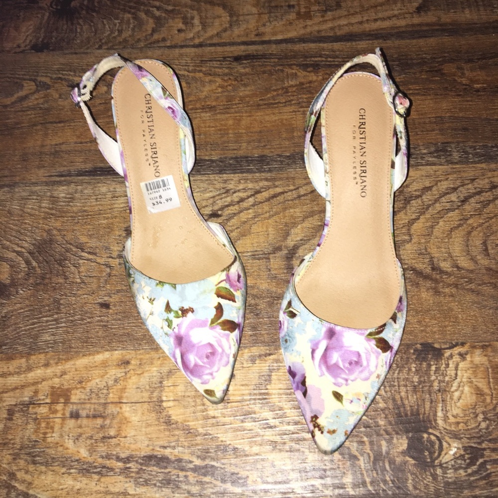 Christian Siriano Floral Sling Backs Size 8